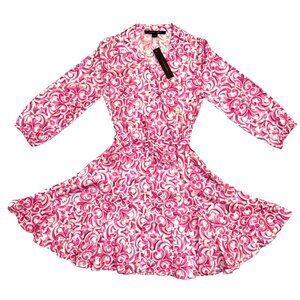 CYNTHIA STEFFE | Paisley Print Collared Button-Up Belted Mini Dress Size Small